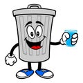 Trash Can Mascot with a glass of Water