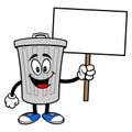 Trash Can Mascot with a Sign