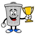 Trash Can Mascot with a Trophy