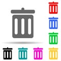 trash can multi color style icon. Simple thin line, outline vector of web icons for ui and ux, website or mobile application Royalty Free Stock Photo