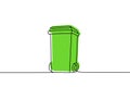 Trash can one line colored continuous drawing. Recycle bin, Waste container continuous one line colorful illustration Royalty Free Stock Photo