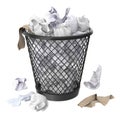 Trash Can and Papers Royalty Free Stock Photo