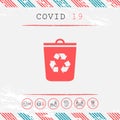 Trash can, recycle bin icon. Graphic elements for your design Royalty Free Stock Photo