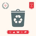 Trash can, recycle bin icon Royalty Free Stock Photo