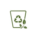 Trash can with recycle sign and plant sprout. eco garbage line icon. recycling, eco and environmental management symbol Royalty Free Stock Photo