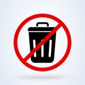 Trash Can, Rubbish Bin forbidden, no. vector modern icon design illustration Royalty Free Stock Photo