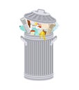 Trash can with Rubbish isolated. Wheelie bin with Garbage Royalty Free Stock Photo