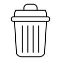 Trash can thin line icon. Bin vector illustration isolated on white. Garbage bucket outline style design, designed for Royalty Free Stock Photo