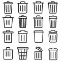 Trash can vector icon set. garbage illustration sign collection. basket symbol or logo.