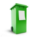 Trash can waste sorting four green wheeled bin