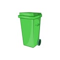 Trash can on wheels icon, cartoon style Royalty Free Stock Photo