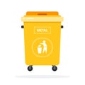 Trash can on wheels for metal sorting flat isolated Royalty Free Stock Photo