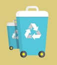 Trash Can on Wheels with Recycling Symbol Vector Royalty Free Stock Photo
