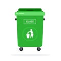 Trash can on wheels for sorting glass flat isolated Royalty Free Stock Photo