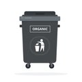 Trash can on wheels for sorting organic waste flat isolated Royalty Free Stock Photo