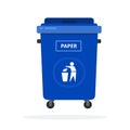 Trash can on wheels for sorting paper flat isolated Royalty Free Stock Photo