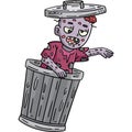 Trash Can Zombie Cartoon Colored Clipart