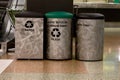 Trash cans inside Denver airport