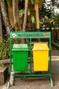 Trash cans at Ulun Danu Beratan Temple complex, Bedoegoel, Bali Indonesia