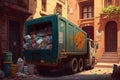 trash collection in street and cleaning streets from overflowing garbage