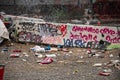 Trash, debris and graffiti are adjacent to a homeless camp at 8100 Haskell Ave