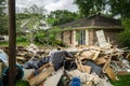 Trash and debris outside of Houston homes