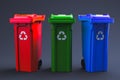 Trash dumpsters isolated on black background. 3d rendering