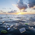 trash floating in the ocean polutionand enviroment