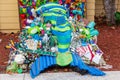 Trash from Florida beaches and the Atlantic ocean, upcycled into a colorful public display and environmental warning