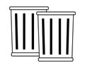 Trash garbage can icon cartoon in black and white Royalty Free Stock Photo