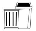 Trash garbage can icon cartoon in black and white Royalty Free Stock Photo