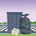 Trash garbage can icon cartoon Royalty Free Stock Photo