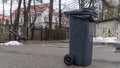 Trash Garbage Full Container In Street. Do not litter on the street in the city. Ecological problem concept