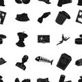 Trash and garbage pattern icons in black style. Big collection of trash and garbage vector symbol stock illustration