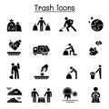 Trash, garbage, rubbish, dump, refuse icon set Royalty Free Stock Photo