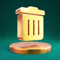 Trash icon. Fortuna Gold Trash symbol on golden podium