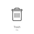 trash icon vector from city collection. Thin line trash outline icon vector illustration. Outline, thin line trash icon for Royalty Free Stock Photo