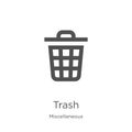 trash icon vector from miscellaneous collection. Thin line trash outline icon vector illustration. Outline, thin line trash icon Royalty Free Stock Photo