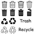 Trash icon vector set. Recycle illustration sign collection. Green symbol. Royalty Free Stock Photo