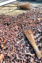 Trash leaf broom roof brown bright abstract ilustration ilustrasi