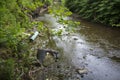 Trash left behind in a creek. Royalty Free Stock Photo