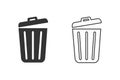 Trash line icon set in trendy flat design. Vector