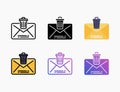 Trash Mail icon set with different styles. Royalty Free Stock Photo