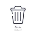 trash outline icon. isolated line vector illustration from kitchen 2 collection. editable thin stroke trash icon on white