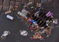 Trash over sewer after first of May celebrations