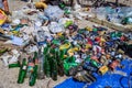 Trash and pollution, various waste collected from the sea by cleaning volunteers