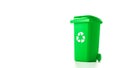 Trash recycle. Bin container for disposal garbage waste and save environment. Green dustbin for recycle glass can trash isolated Royalty Free Stock Photo