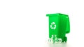 Trash recycle. Bin container for disposal garbage waste and save environment. Green dustbin for recycle glass can trash isolated Royalty Free Stock Photo