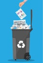 Trash recycle bin container full of paper Royalty Free Stock Photo