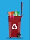 Trash recycle bin container full of plastic things Royalty Free Stock Photo